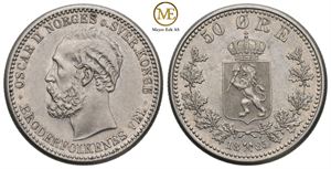 50 øre 1885 Oscar II. Kv.0/01