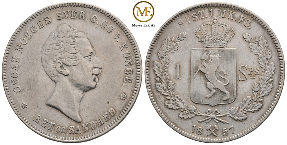 Speciedaler 1857 Oscar I. Kv.1+