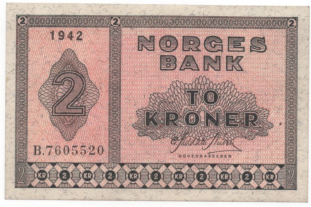 2 kroner 1942 B.7605520. Kv.0