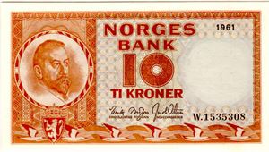 10 kroner 1961 W Kv.0