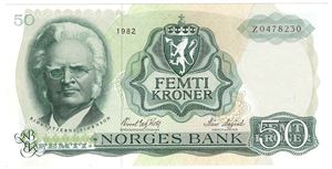 50 kroner 1982 Z.0478230. Erstatningsseddel. Kv.0
