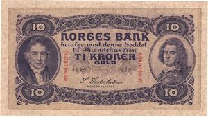 10 kroner 1925 M.0870460. SS-seddel. Kv.0