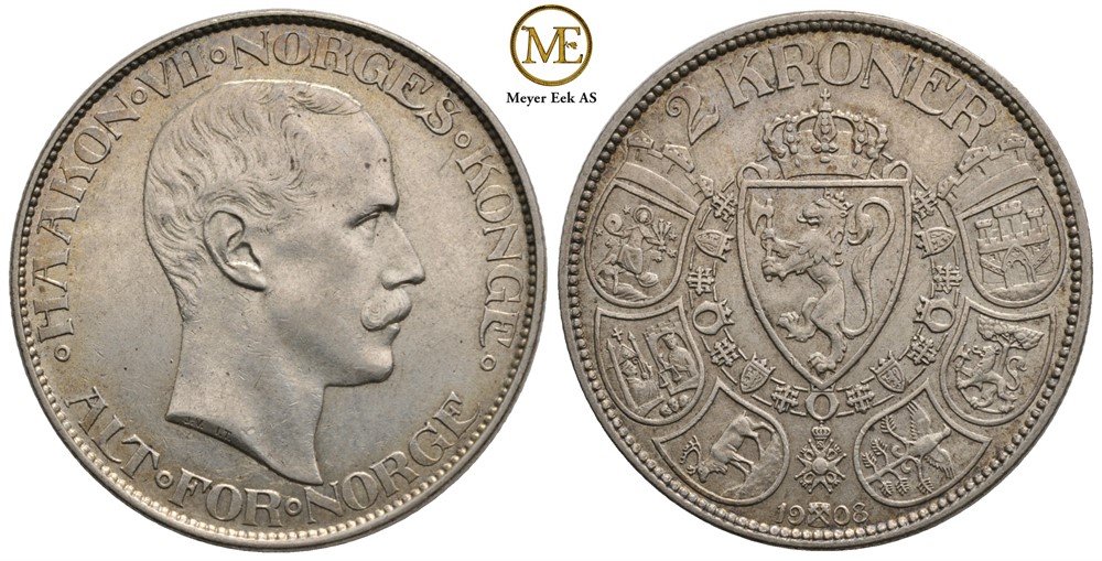 2 kroner 1908 Haakon VII. Kv.01