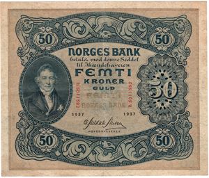 50 kroner 1937 B.5011592. Kv.1/1+