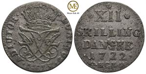 12 skilling 1722 Frederik IV. Kv.1+