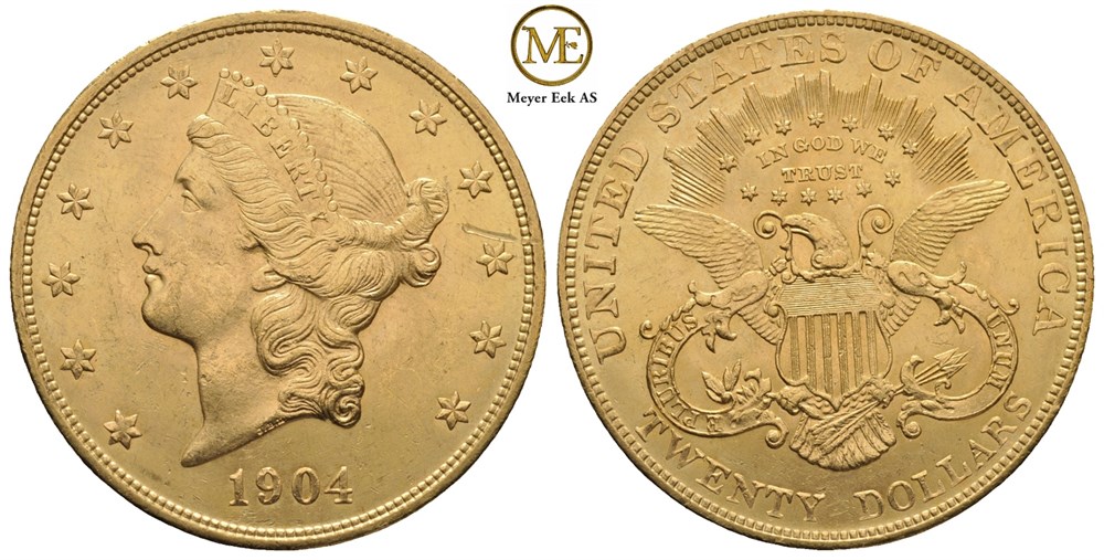 20 dollar 1904. Liberty head. Kv.01
