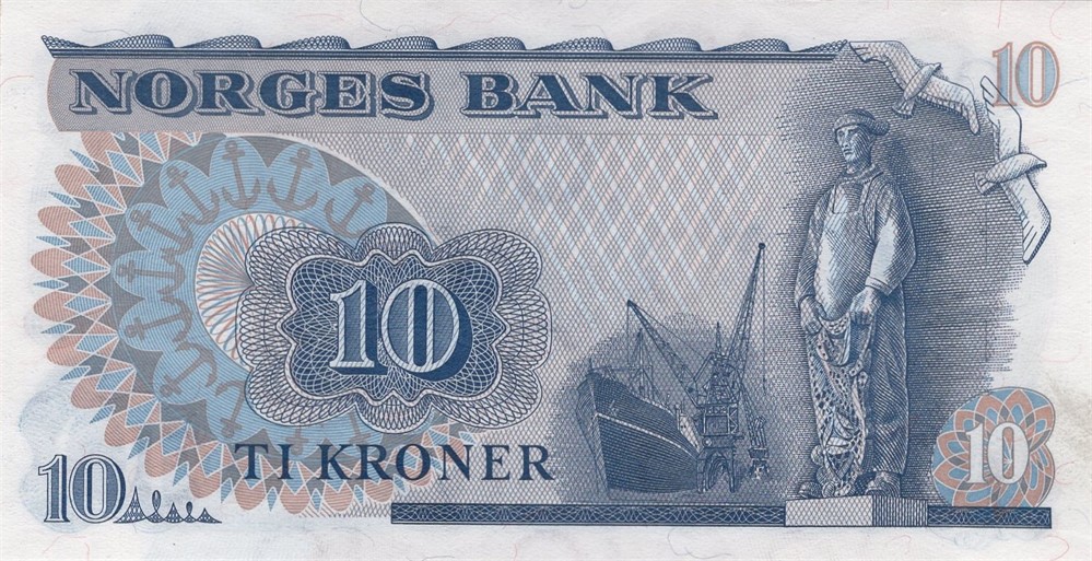 10 kroner 1974 QN erstatningsseddel. Kv.0