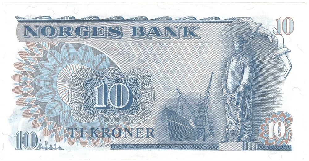 10 kroner 1972 QZ. Erstatningsseddel. Kv.0