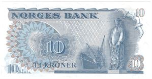 10 kroner 1972 QZ. Erstatningsseddel. Kv.0