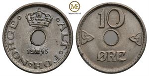 10 øre 1945 Haakon VII. Kv.0