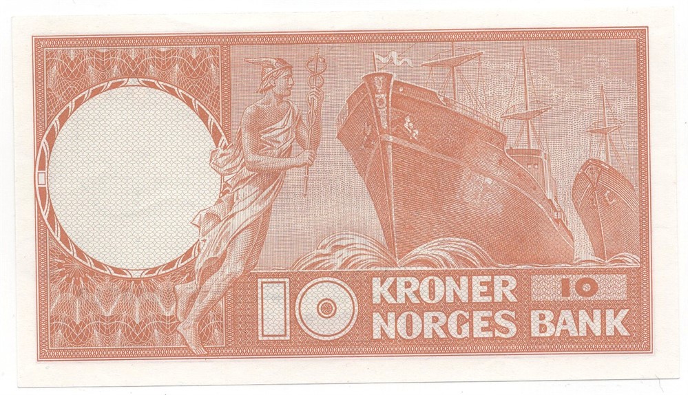 10 kroner 1969 X.3086513 erstatningsseddel. Kv.0/01