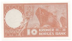 10 kroner 1969 X.3086513 erstatningsseddel. Kv.0/01