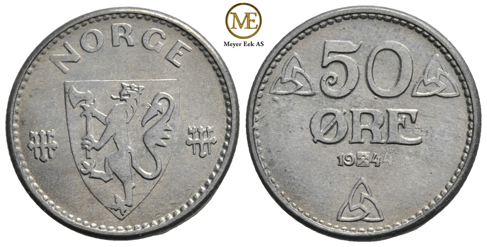 50 øre 1944 zink Haakon VII. Kv.0