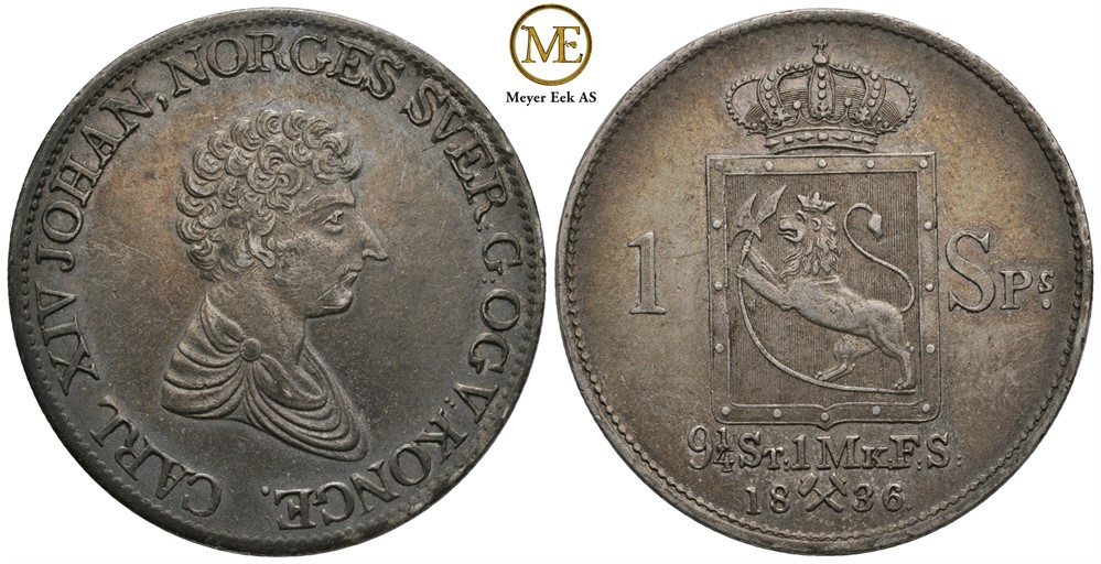 Speciedaler 1836 Carl XIV Johan. Kv.1+/01