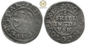 1 skilling 1660 Frederik III. Variant. Kv.1+