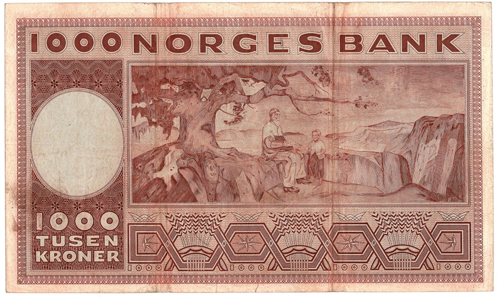1000 kroner 1973 G.2005179 erstatningsseddel. Kv.1