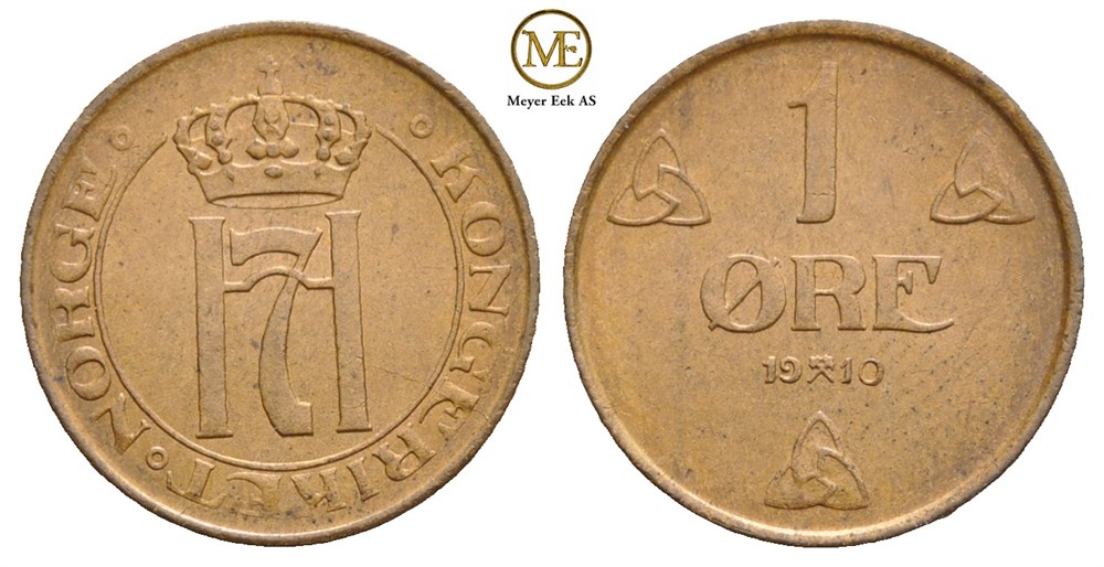 1 øre 1910 Haakon VII. Kv.0
