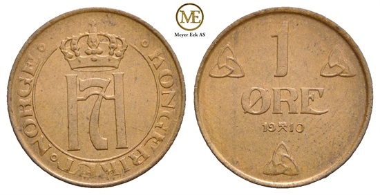 1 øre 1910 Haakon VII. Kv.0