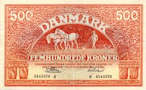 Danmark 500 kroner 1956 d