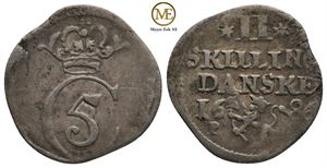 2 skilling 1686 Christian V. Kv.1