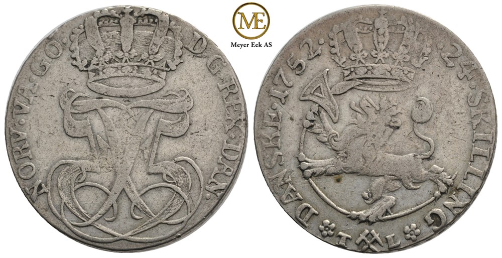 24 skilling 1752 Frederik V. Kv.1