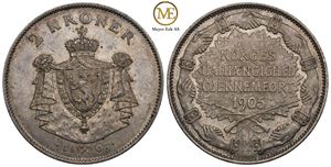 2 kroner 1907 Jub. m/gevær. Haakon VII. Kv.01