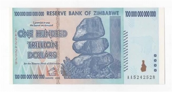 Zimbabwe 100 000 000 000000 dollars 2008 kv. 0