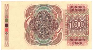 100 kroner 1977 QP. Erstatningsseddel. Sort årstall. Kv.01