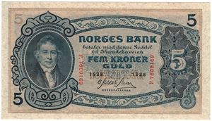 5 kroner 1938 P.7609169. Kv.0/01