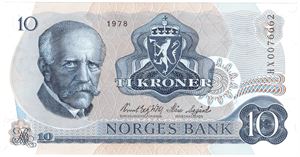 10 kroner 1978 HX. Erstatningsseddel. Kv.0