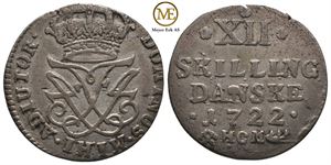 12 skilling 1722 Frederik IV. Kv.1+