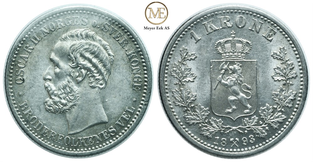 1 krone 1893 Oscar II. Kv.0
