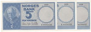 5 kroner 1959 F. 3 stk. Kv.0/01