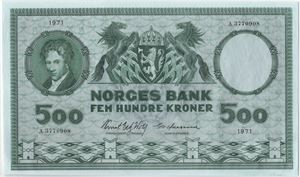 500 kroner 1971 A.3770908. 65 EPQ. Kv.0