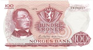 100 kroner 1973 X.8184227. Kv.0