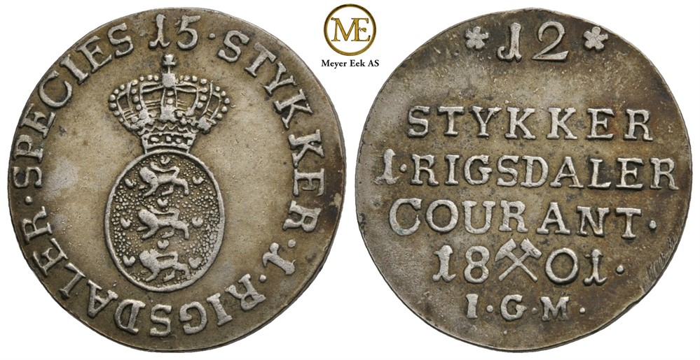 8 skilling 1801 Christian VII. Kv.1+