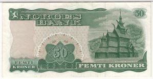 50 kroner 1976 Z. Erstatningsseddel. SSS seddel. Kv.1