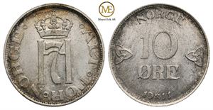 10 øre 1911 Haakon VII. Kv.0