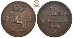 1 skilling 1816 Carl XIII. Kv.1+/01