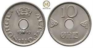 10 øre 1940 Haakon VII. Kv.0