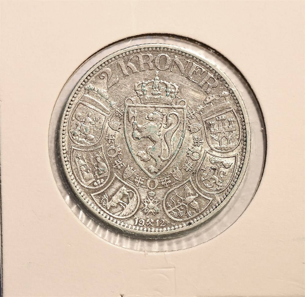 Norge 2 kroner 1912 kv. 1+