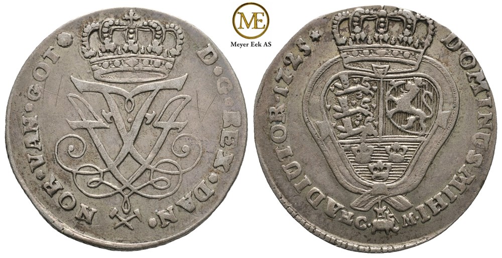 2 mark 1725 Frederik IV. Kv.1+