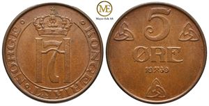 5 øre 1939 Haakon VII. Kv.0