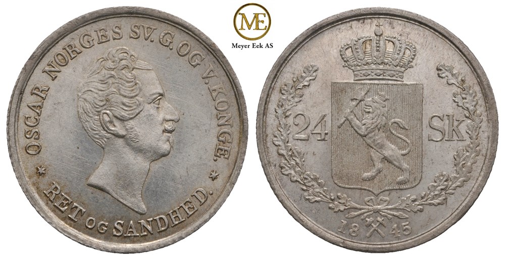 24 skilling 1845 Oscar I. Prakteksemplar