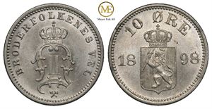 10 øre 1898 Oscar II. Kv.0