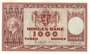 1000 kroner 1972 A.4755114. Kv.0