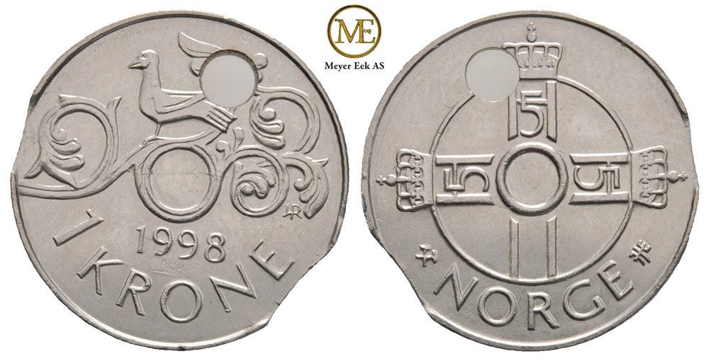 1 krone 1998. Feilpreg