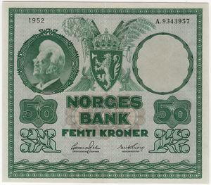 50 kroner 1952 A.9343957. Kv.01