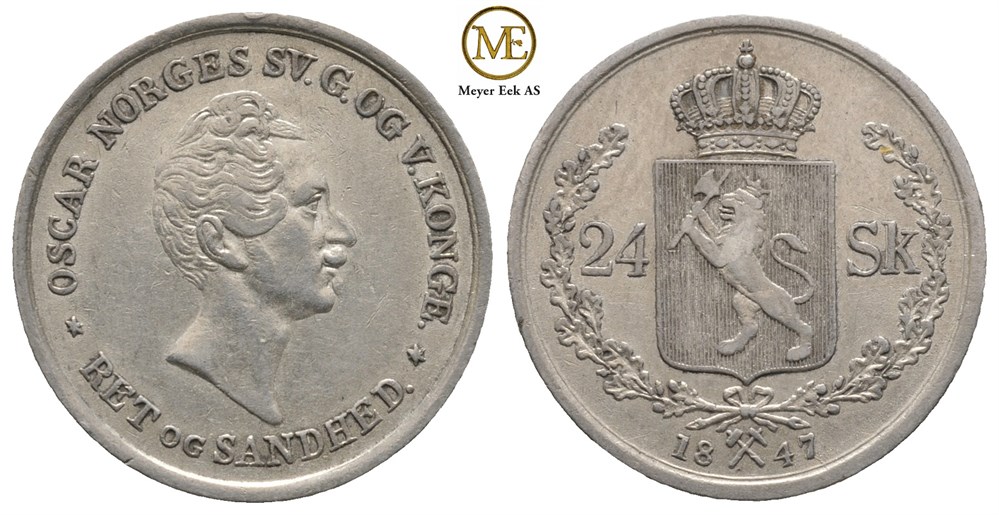 24 skilling 1847 Oscar I. Kv.01