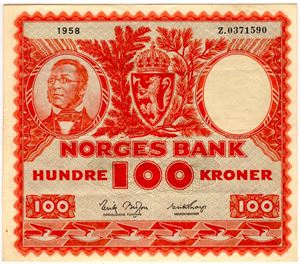 100 kroner 1958 Z 0-million erstatning Ex.RMF 2015 Kv.1